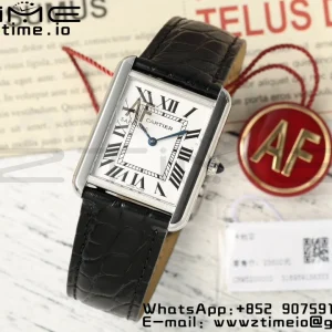 Cartier Tank Must SS 22mm WSTA0041 AF 1:1 Best Edition White Dial on Black Leather Strap Jap Quartz - Super Clone Watch | 1:1 Best Version