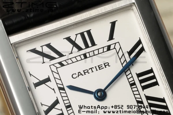 Cartier Tank Must SS 22mm WSTA0041 AF 1:1 Best Edition White Dial on Black Leather Strap Jap Quartz - Super Clone Watch | 1:1 Best Version