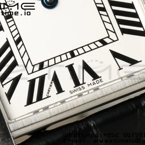 Cartier Tank Must SS 22mm WSTA0041 AF 1:1 Best Edition White Dial on Black Leather Strap Jap Quartz - Super Clone Watch | 1:1 Best Version