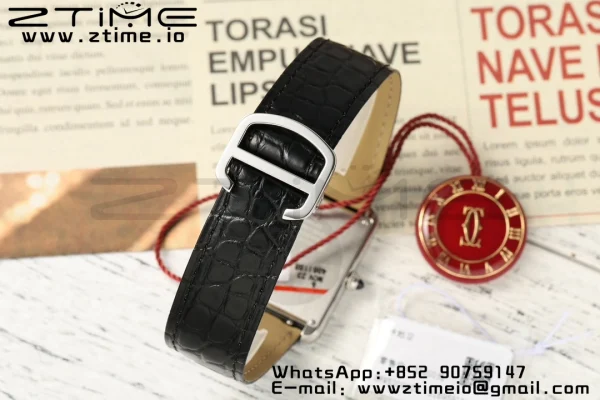 Cartier Tank Must SS 22mm WSTA0041 AF 1:1 Best Edition White Dial on Black Leather Strap Jap Quartz - Super Clone Watch | 1:1 Best Version