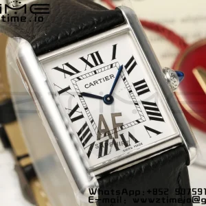 Cartier Tank Must SS 22mm WSTA0042 AF 1:1 Best Edition White Dial on Black Leather Strap Jap Quartz - Super Clone Watch | 1:1 Best Version