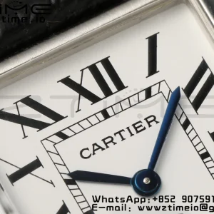 Cartier Tank Must SS 22mm WSTA0042 AF 1:1 Best Edition White Dial on Black Leather Strap Jap Quartz - Super Clone Watch | 1:1 Best Version