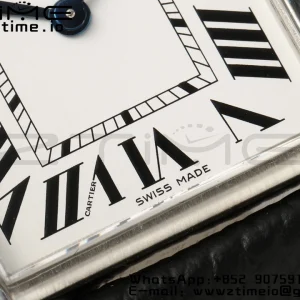 Cartier Tank Must SS 22mm WSTA0042 AF 1:1 Best Edition White Dial on Black Leather Strap Jap Quartz - Super Clone Watch | 1:1 Best Version