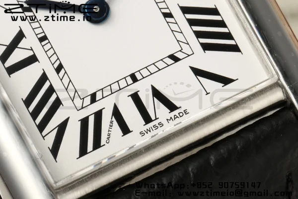 Cartier Tank Must SS 22mm WSTA0042 AF 1:1 Best Edition White Dial on Black Leather Strap Jap Quartz - Super Clone Watch | 1:1 Best Version