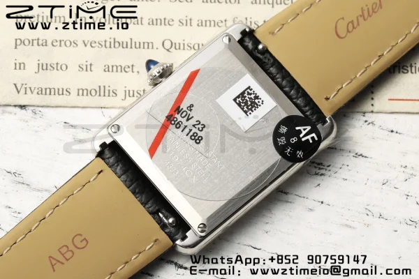 Cartier Tank Must SS 22mm WSTA0042 AF 1:1 Best Edition White Dial on Black Leather Strap Jap Quartz - Super Clone Watch | 1:1 Best Version