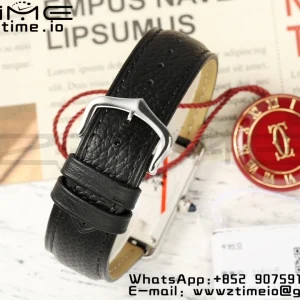 Cartier Tank Must SS 22mm WSTA0042 AF 1:1 Best Edition White Dial on Black Leather Strap Jap Quartz - Super Clone Watch | 1:1 Best Version