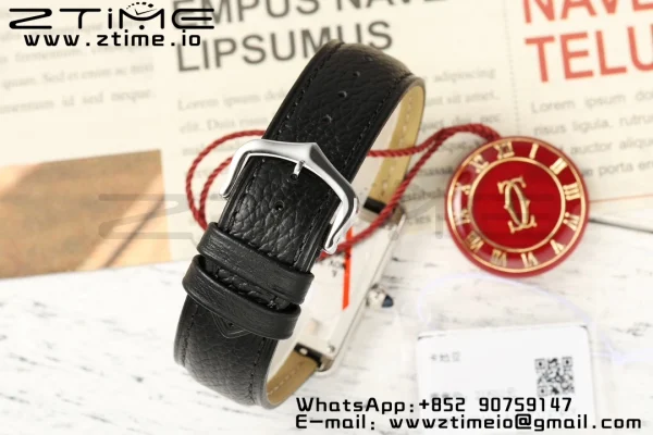Cartier Tank Must SS 22mm WSTA0042 AF 1:1 Best Edition White Dial on Black Leather Strap Jap Quartz - Super Clone Watch | 1:1 Best Version