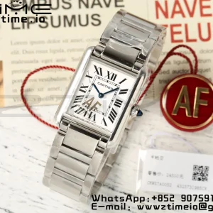 Cartier Tank Must SS 22mm AF 1:1 Best Edition White Dial on SS Bracelet Jap Quartz - Super Clone Watch | 1:1 Best Version