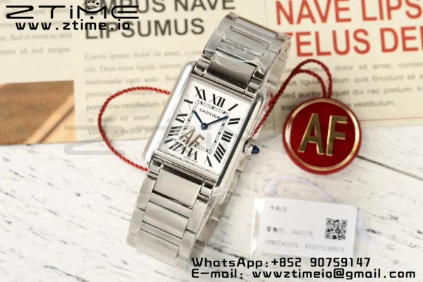 Cartier Tank Must SS 22mm AF 1:1 Best Edition White Dial on SS Bracelet Jap Quartz - Super Clone Watch | 1:1 Best Version