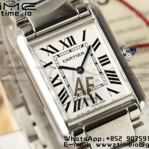 Cartier Tank Must SS 22mm AF 1:1 Best Edition White Dial on SS Bracelet Jap Quartz - Super Clone Watch | 1:1 Best Version