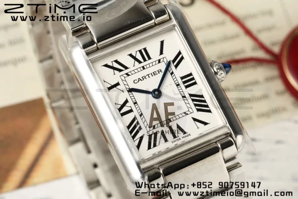 Cartier Tank Must SS 22mm AF 1:1 Best Edition White Dial on SS Bracelet Jap Quartz - Super Clone Watch | 1:1 Best Version