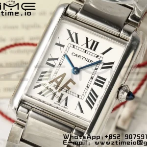 Cartier Tank Must SS 22mm AF 1:1 Best Edition White Dial on SS Bracelet Jap Quartz - Super Clone Watch | 1:1 Best Version