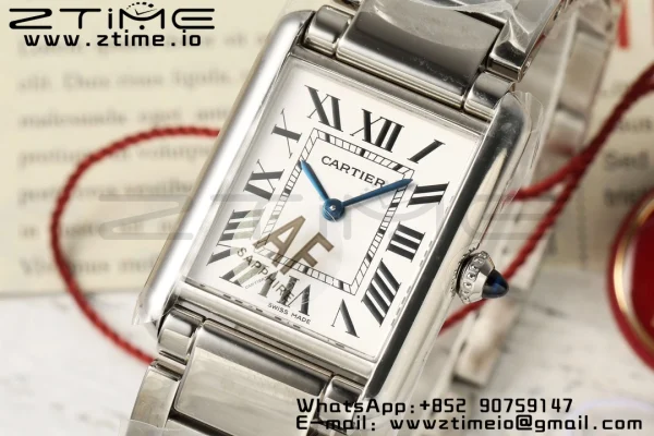 Cartier Tank Must SS 22mm AF 1:1 Best Edition White Dial on SS Bracelet Jap Quartz - Super Clone Watch | 1:1 Best Version