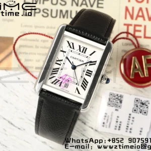Cartier Tank Solo 31mm WSTA0040 SS AF 1:1 Best Edition White Dial on Black Leather Strap A2892 - Super Clone Watch | 1:1 Best Version
