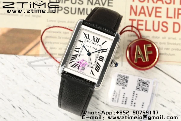 Cartier Tank Solo 31mm WSTA0040 SS AF 1:1 Best Edition White Dial on Black Leather Strap A2892 - Super Clone Watch | 1:1 Best Version