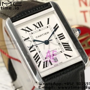 Cartier Tank Solo 31mm WSTA0040 SS AF 1:1 Best Edition White Dial on Black Leather Strap A2892 - Super Clone Watch | 1:1 Best Version