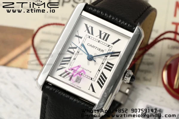 Cartier Tank Solo 31mm WSTA0040 SS AF 1:1 Best Edition White Dial on Black Leather Strap A2892 - Super Clone Watch | 1:1 Best Version