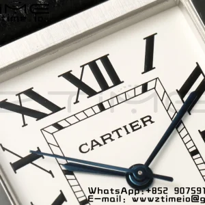Cartier Tank Solo 31mm WSTA0040 SS AF 1:1 Best Edition White Dial on Black Leather Strap A2892 - Super Clone Watch | 1:1 Best Version