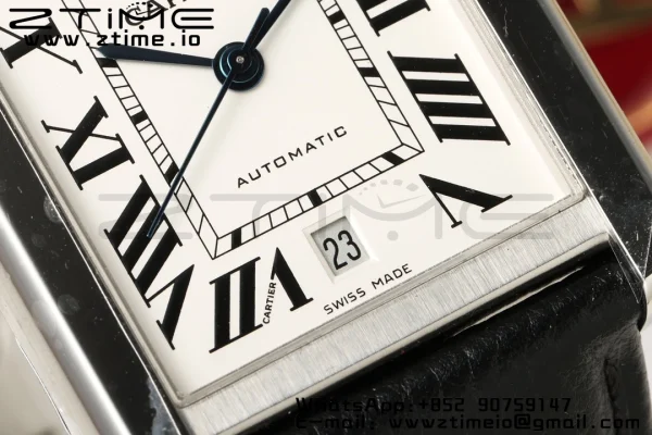 Cartier Tank Solo 31mm WSTA0040 SS AF 1:1 Best Edition White Dial on Black Leather Strap A2892 - Super Clone Watch | 1:1 Best Version