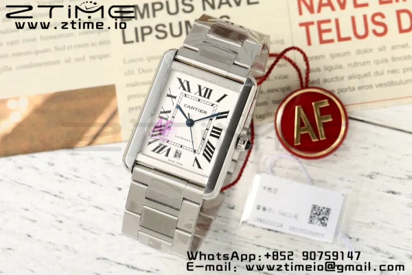 Cartier Tank Solo 31mm WSTA0053 SS AF 1:1 Best Edition White Dial on  SS Bracelet  A2892 - Super Clone Watch | 1:1 Best Version