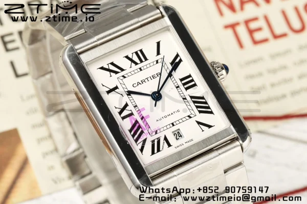 Cartier Tank Solo 31mm WSTA0053 SS AF 1:1 Best Edition White Dial on  SS Bracelet  A2892 - Super Clone Watch | 1:1 Best Version