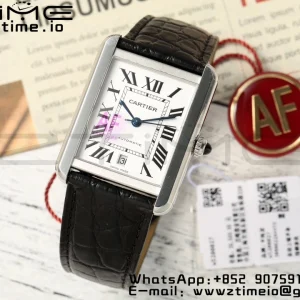 Cartier Tank Solo 31mm WSTA0040 SS AF 1:1 Best Edition White Dial on Black Leather Strap A2892 - Super Clone Watch | 1:1 Best Version