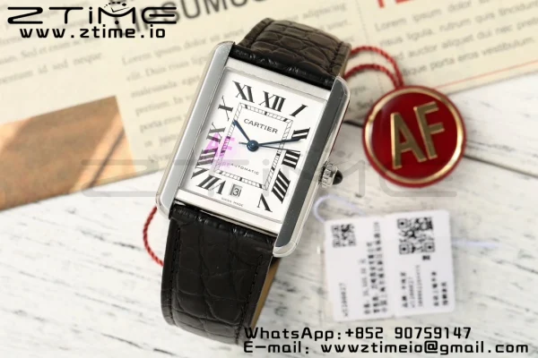 Cartier Tank Solo 31mm WSTA0040 SS AF 1:1 Best Edition White Dial on Black Leather Strap A2892 - Super Clone Watch | 1:1 Best Version