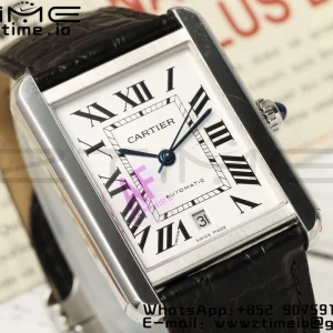 Cartier Tank Solo 31mm WSTA0040 SS AF 1:1 Best Edition White Dial on Black Leather Strap A2892 - Super Clone Watch | 1:1 Best Version