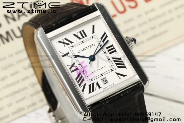 Cartier Tank Solo 31mm WSTA0040 SS AF 1:1 Best Edition White Dial on Black Leather Strap A2892 - Super Clone Watch | 1:1 Best Version