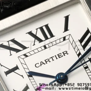 Cartier Tank Solo 31mm WSTA0040 SS AF 1:1 Best Edition White Dial on Black Leather Strap A2892 - Super Clone Watch | 1:1 Best Version