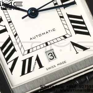 Cartier Tank Solo 31mm WSTA0040 SS AF 1:1 Best Edition White Dial on Black Leather Strap A2892 - Super Clone Watch | 1:1 Best Version