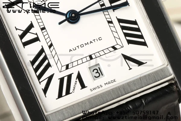 Cartier Tank Solo 31mm WSTA0040 SS AF 1:1 Best Edition White Dial on Black Leather Strap A2892 - Super Clone Watch | 1:1 Best Version