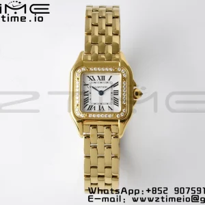 Cartier Panthère 22mm WJPN0015 BVF 1:1 Best Edition YG White Dial Diamonds Bezel on YG Bracelet Ronda Quartz - Super Clone Watch | 1:1 Best Version