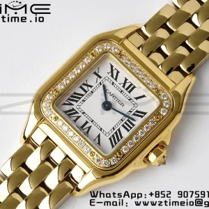 Cartier Panthère 22mm WJPN0015 BVF 1:1 Best Edition YG White Dial Diamonds Bezel on YG Bracelet Ronda Quartz - Super Clone Watch | 1:1 Best Version