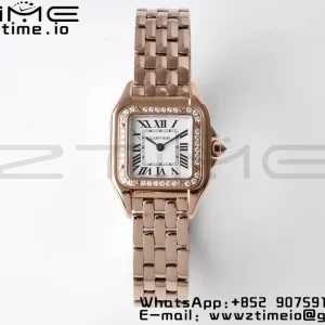Cartier Panthère 22mm WJPN0008 BVF 1:1 Best Edition RG White Dial Diamonds Bezel on RG Bracelet Ronda Quartz - Super Clone Watch | 1:1 Best Version