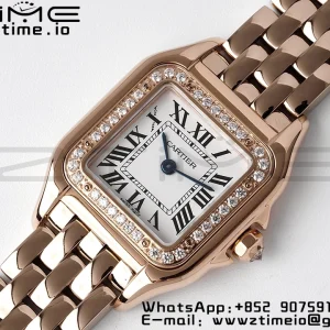 Cartier Panthère 22mm WJPN0008 BVF 1:1 Best Edition RG White Dial Diamonds Bezel on RG Bracelet Ronda Quartz - Super Clone Watch | 1:1 Best Version