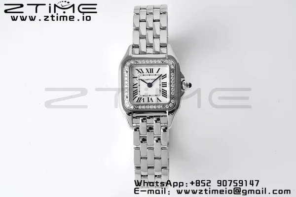 Cartier Panthère 22mm W4PN0007 BVF 1:1 Best Edition SS White Dial Diamonds Bezel on SS Bracelet Ronda Quartz - Super Clone Watch | 1:1 Best Version