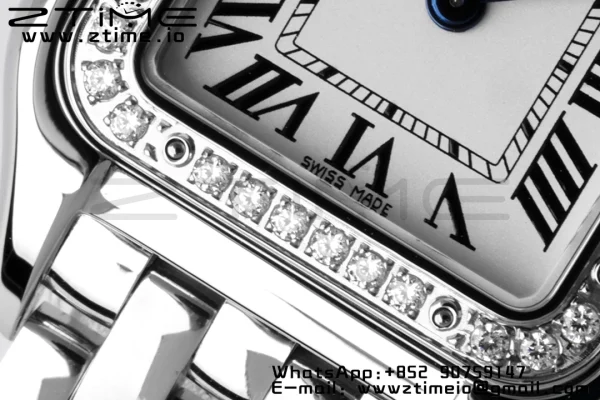 Cartier Panthère 22mm W4PN0007 BVF 1:1 Best Edition SS White Dial Diamonds Bezel on SS Bracelet Ronda Quartz - Super Clone Watch | 1:1 Best Version