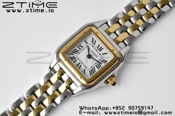 Cartier Panthère 22mm W2PN0006 BVF 1:1 Best Edition SS/YG White Dial on SS/YG Bracelet Ronda Quartz - Super Clone Watch | 1:1 Best Version