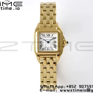 Cartier Panthère 22mm WGPN0008 BVF 1:1 Best Edition YG White Dial on YG Bracelet Ronda Quartz - Super Clone Watch | 1:1 Best Version