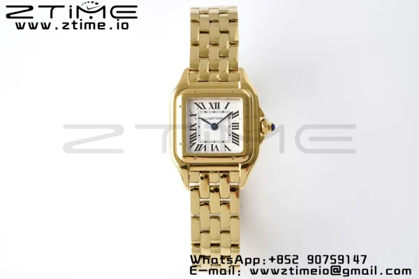 Cartier Panthère 22mm WGPN0008 BVF 1:1 Best Edition YG White Dial on YG Bracelet Ronda Quartz - Super Clone Watch | 1:1 Best Version
