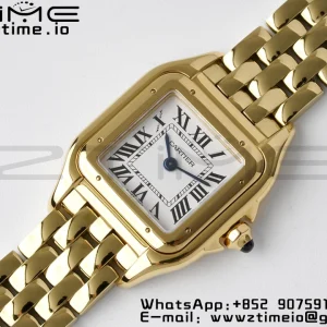 Cartier Panthère 22mm WGPN0008 BVF 1:1 Best Edition YG White Dial on YG Bracelet Ronda Quartz - Super Clone Watch | 1:1 Best Version