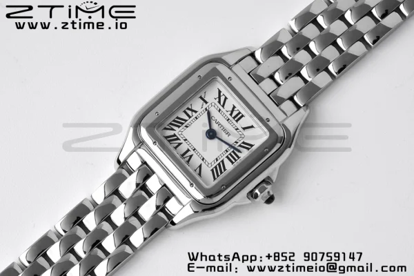 Cartier Panthère 22mm WSPN0006 BVF 1:1 Best Edition SS White Dial on SS Bracelet Ronda Quartz - Super Clone Watch | 1:1 Best Version