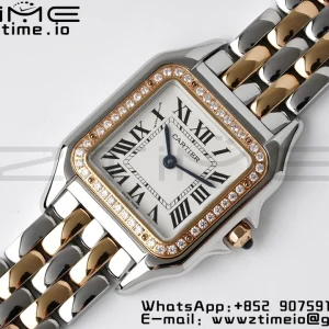 Cartier Panthère 27mm W3PN0007 BVF 1:1 Best Edition SS/RG White Dial Diamonds Bezel on SS/RG Bracelet Ronda Quartz - Super Clone Watch | 1:1 Best Version