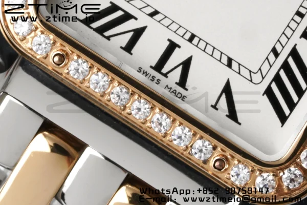 Cartier Panthère 27mm W3PN0007 BVF 1:1 Best Edition SS/RG White Dial Diamonds Bezel on SS/RG Bracelet Ronda Quartz - Super Clone Watch | 1:1 Best Version