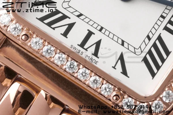 Cartier Panthère 27mm WJPN0009 BVF 1:1 Best Edition RG White Dial Diamonds Bezel on RG Bracelet Ronda Quartz - Super Clone Watch | 1:1 Best Version