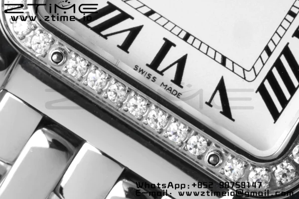 Cartier Panthère 27mm WJPN0007 BVF 1:1 Best Edition SS White Dial Diamonds Bezel on SS Bracelet Ronda Quartz - Super Clone Watch | 1:1 Best Version