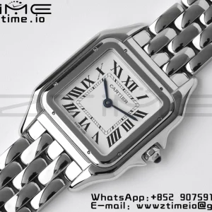 Cartier Panthère 27mm WSPN0007 BVF 1:1 Best Edition SS White Dial on SS Bracelet Ronda Quartz - Super Clone Watch | 1:1 Best Version
