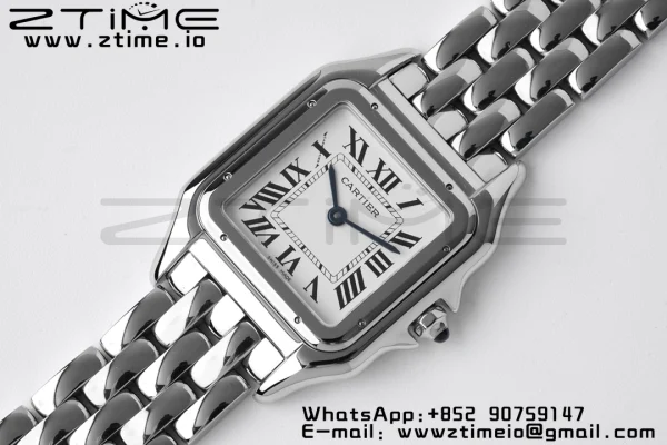 Cartier Panthère 27mm WSPN0007 BVF 1:1 Best Edition SS White Dial on SS Bracelet Ronda Quartz - Super Clone Watch | 1:1 Best Version