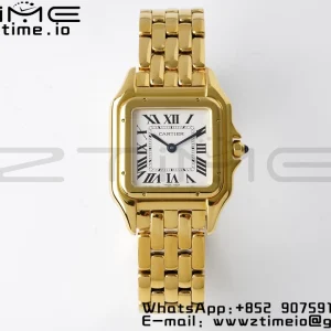 Cartier Panthère 27mm WGPN0009 BVF 1:1 Best Edition YG White Dial on YG Bracelet Ronda Quartz - Super Clone Watch | 1:1 Best Version
